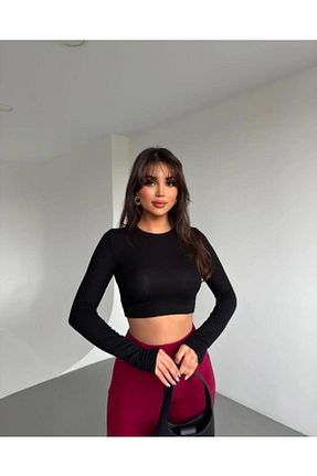 بلوز مشکی زنانه ساده Moda Küpü - کد 901764602