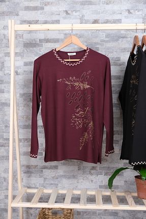 بلوز حجاب زرشکی زنانه ویسکون MUSTÜN - کد 901764428