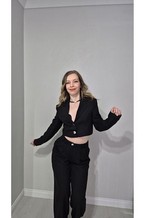 ست بالاتنه و پائین تنه مشکی زنانه بافتنی LONCA - کد 901764248