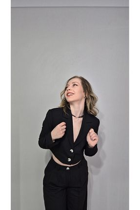 ست بالاتنه و پائین تنه مشکی زنانه بافتنی LONCA - کد 901764248