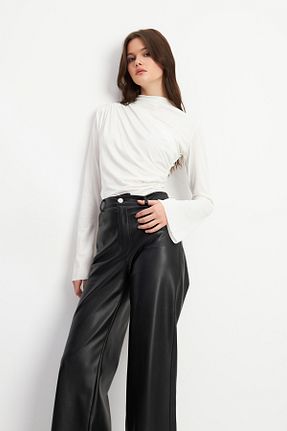 بلوز سفید زنانه ساده Hür - کد 901772358