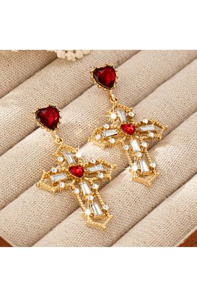 گوشواره جواهر زرد زیرکن TAKİŞKO - کد 901782540