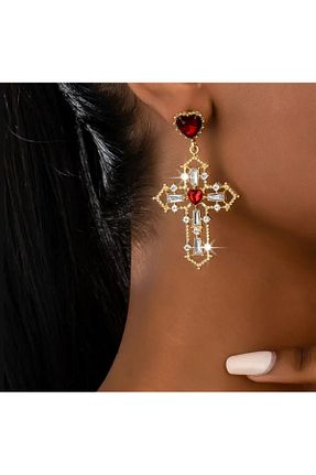 گوشواره جواهر زرد زیرکن TAKİŞKO - کد 901782540