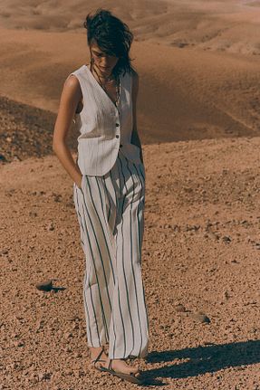 شلوار سفید زنانه پنبه ای H&M - کد 901791920