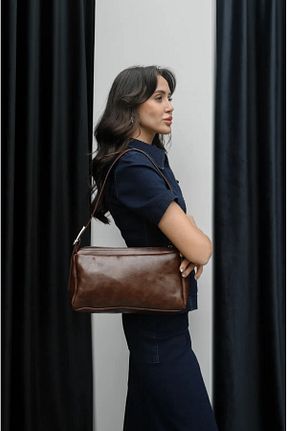 کیف دوشی قهوه ای زنانه چرم مصنوعی BAGS - کد 901864950
