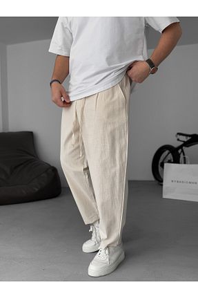 شلوار بژ مردانه کتان BYBASICMAN - کد 901835773