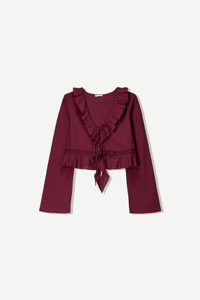 پیراهن زرشکی زنانه Fitted Bershka - کد 902981259
