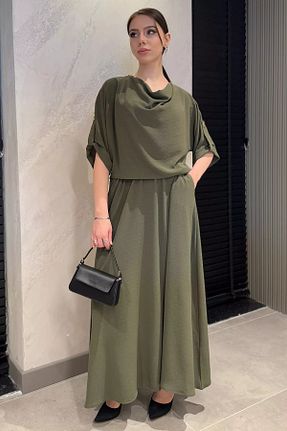ست بالاتنه و پائین تنه خاکی زنانه بافتنی GÜLSELİ - کد 901910526