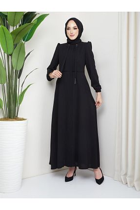 مانتو بلند حجاب مشکی زنانه مخلوط ویسکون Günay Karaca - کد 377344373