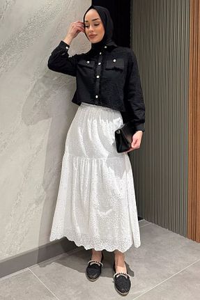 دامن حجاب بژ زنانه کمر کش دار Julude - کد 901854520