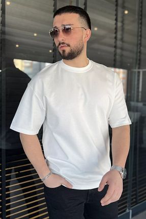 تیشرت سفید مردانه Relaxed MİSHAR İTALİA - کد 901819886