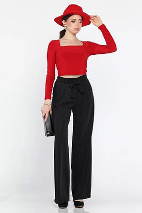 شلوار مشکی زنانه بافتنی GÜLSELİ - کد 901817770