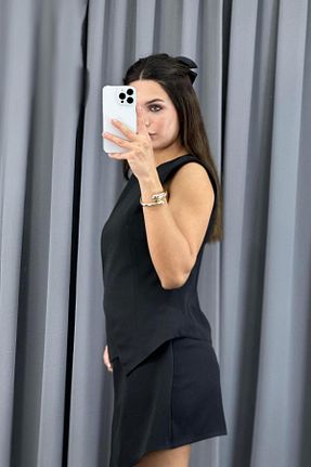 بلوز مشکی زنانه هندسی Serica Moda - کد 901878196