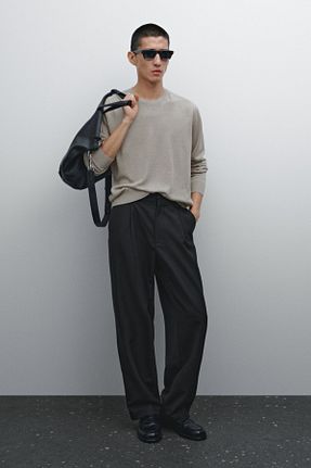 پلیور بژ مردانه ساده Massimo Dutti - کد 901877234