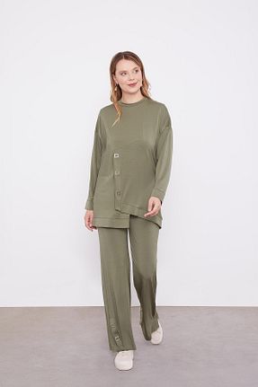 ست بالاتنه و پائین تنه حجاب خاکی زنانه رگولار Levidor - کد 887643354