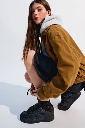 کفش اسنیکر مشکی زنانه بند دار Bershka - کد 891976322