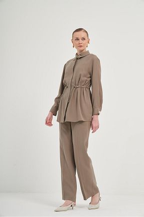 ست بالاتنه و پائین تنه خاکی زنانه بافتنی FTZ WOMEN - کد 901878824