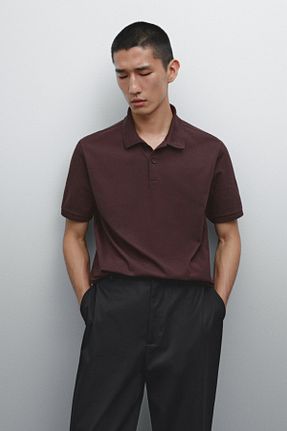 پولوشرت قهوه ای مردانه پنبه ای Massimo Dutti - کد 901878290