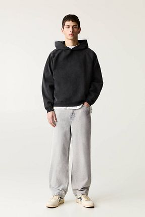شلوار جین طوسی مردانه پاچه پهن Pull & Bear - کد 901876103