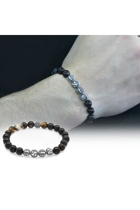 دستبند استیل (فولاد) مشکی زنانه سنگ طبیعی Tesbihane - کد 257848782