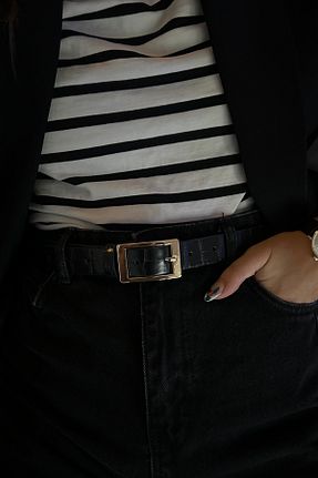 کمربند مشکی زنانه چرم مصنوعی keisy - کد 892434983