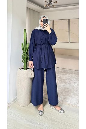 ست بالاتنه و پائین تنه حجاب سرمه ای زنانه اورسایز MODA - کد 901920511