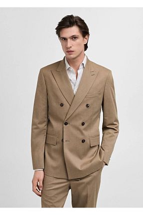 کت قهوه ای مردانه اسلیم MANGO Man - کد 901927053
