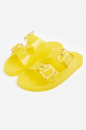 دمپائی زرد زنانه پاشنه تخت NİŞANTAŞI SHOES - کد 901906794