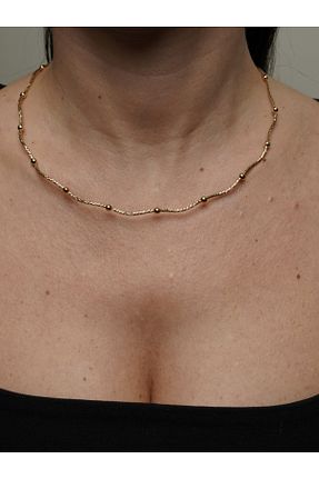 گردنبند جواهر طوسی زنانه روکش طلا QUUM - کد 901936358