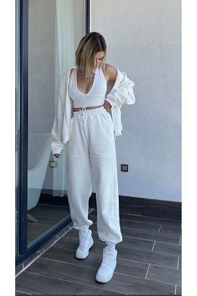 ست بالاتنه و پائین تنه سفید زنانه بافتنی ForOre - کد 901933696