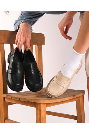 کفش لوفر بژ زنانه چرم مصنوعی ZSHOES - کد 901942213