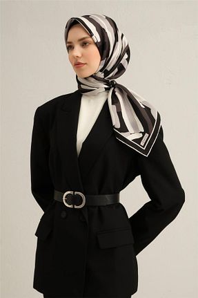 روسری مشکی کرپ ساتن ابریشم Armine - کد 900888949