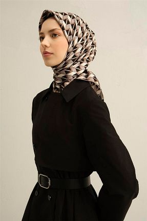 روسری قهوه ای کرپ ساتن ابریشم Armine - کد 901951283
