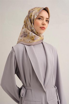 روسری قهوه ای کرپ ساتن ابریشم Armine - کد 899345170