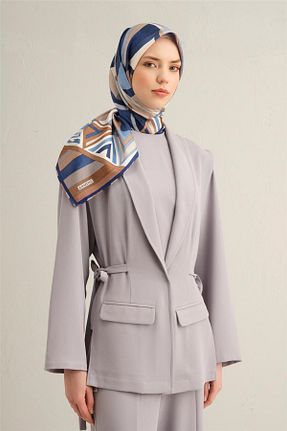 روسری آبی کرپ ساتن ابریشم Armine - کد 900905999
