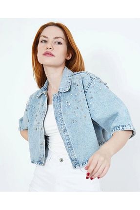 پیراهن آبی زنانه یقه پیراهنی Lustrin - کد 900384116