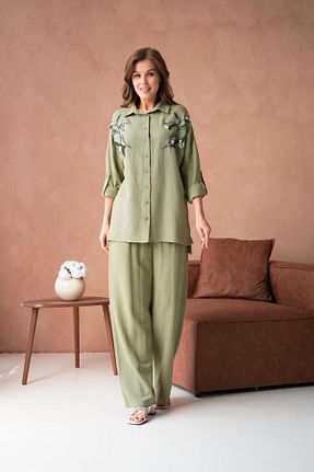 ست بالاتنه و پائین تنه خاکی زنانه بافتنی BURRASCA - کد 901831082