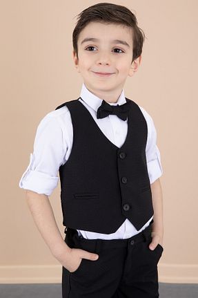 کت و شلوار مشکی بچه گانه یقه نوک تیز Cansın Mini - کد 903237053