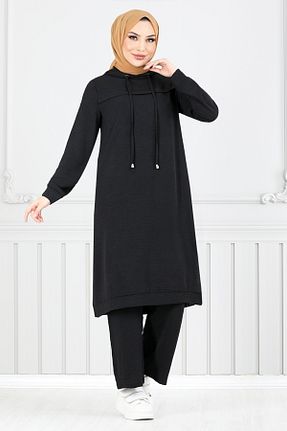 ست بالاتنه و پائین تنه مشکی زنانه بافتنی ModaMerve - کد 901988369