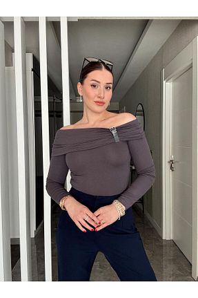 بلوز طوسی زنانه ساده TubaEKEN - کد 902027159