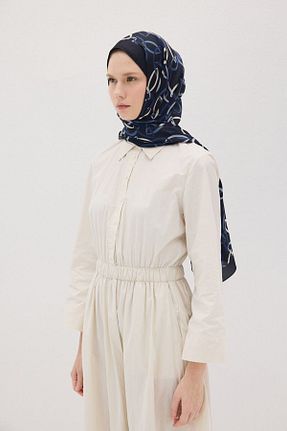 شال سرمه ای زنانه پنبه ای cs camellia scarf - کد 902008894
