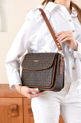 کیف دوشی قهوه ای زنانه چرم مصنوعی Just Polo - کد 902024876