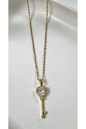 گردنبند استیل ( فولاد ) زرد زنانه استیل (فولاد) mehbek - کد 902046869