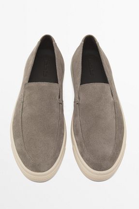 کفش اسنیکر طوسی مردانه چرم اصل Massimo Dutti - کد 903260670