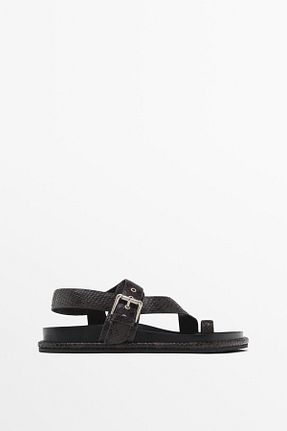 صندل قهوه ای زنانه پاشنه تخت Massimo Dutti - کد 902063392