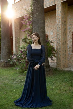لباس مجلسی و فارغ التحصیلی سرمه ای زنانه شیفون berissima bride - کد 740627885