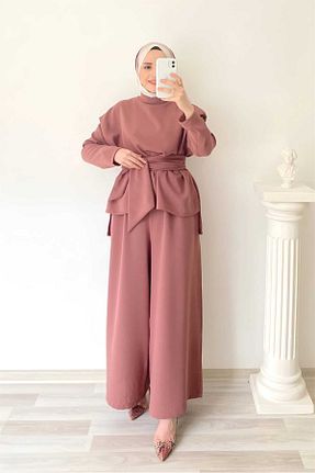 ست بالاتنه و پائین تنه حجاب صورتی زنانه اورسایز CNG MODA - کد 902061454
