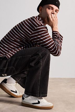 کفش اسنیکر سفید مردانه بند دار Bershka - کد 893315642