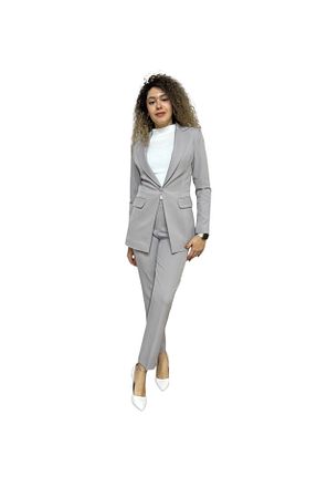 کت و شلوار طوسی زنانه بافتنی nodilife - کد 703399300