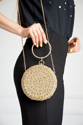 کیف مجلسی طلائی زنانه فلزی Çanta Trend - کد 902080118